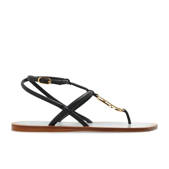 Fendi Shoes - Fendi Black Leather Flat Women's Sandals